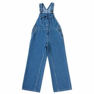 Hisea Kids Blue Jean Denim Bib Overalls Size 8 Waist 26" 100% Cotton Youth